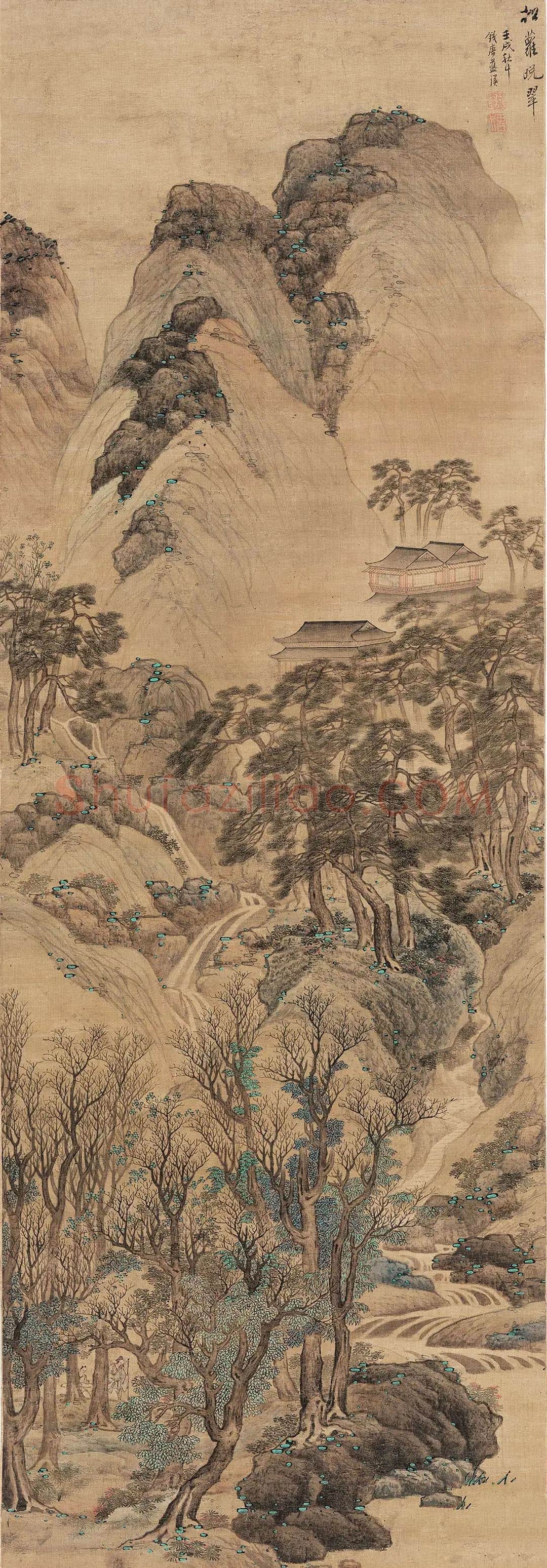 蓝瑛山水《松萝晚翠图》轴