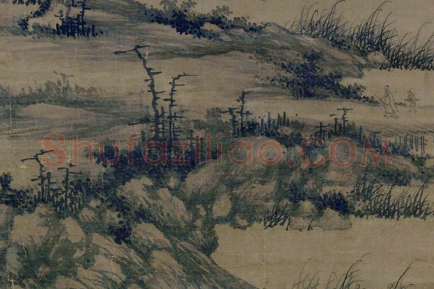 巨然山水《囊琴怀鹤图》局部 (3)