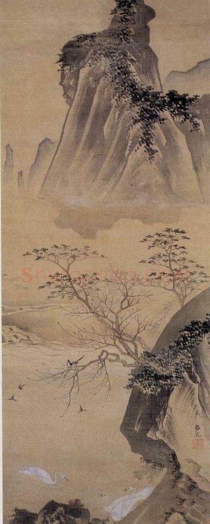 明 吕纪 桃林聚禽图 书画作品