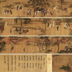宋徽宗赵佶人物画卷《画唐十八学士图》全卷