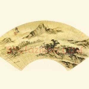 陈淳水墨山水扇面页