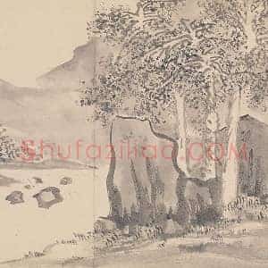 陈淳秋景山水画《乔木秋阴图》页