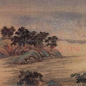 清代 金昆《有鸟诗意图》国画山水作品图片赏析