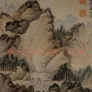 1647年 陈洪绶《杂画册》国画山水工笔作品图片赏析