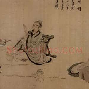1650年 陈洪绶《陶渊明故事图卷》国画人物工笔作品图片赏析