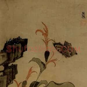 1633年 陈洪绶《花鸟图册》国画花鸟工笔作品图片赏析