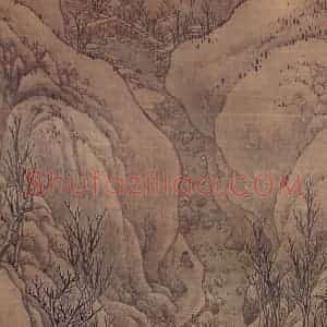 明代 宋旭《关山雪月图轴》国画山水工笔作品图片赏析