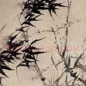 清代 原济《灵谷探梅图》国画花鸟作品图片赏析