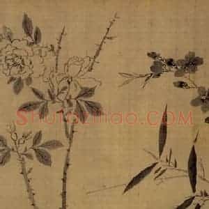 明代 陈淳《花卉图卷》国画花鸟作品图片赏析