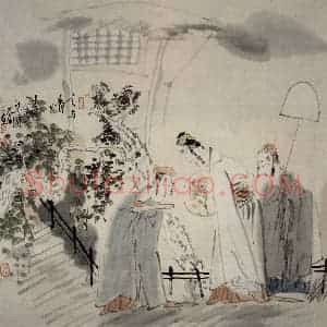 1998年 唐勇力《天与青山连》国画人物作品图片赏析