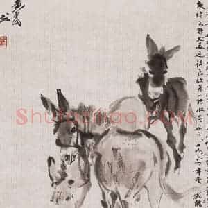 1964年 黄胄《三驴》国画花鸟作品图片赏析