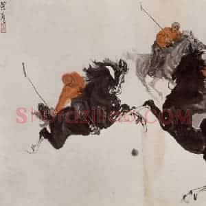 1953年 黄胄《打马球》国画综合作品图片赏析