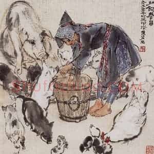 1973年 黄胄《公社饲养员》国画人物作品图片赏析