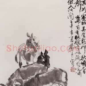 1992年 黄胄《六驴》国画花鸟作品图片赏析