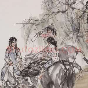 1988年 黄胄《放牛》国画花鸟作品图片赏析