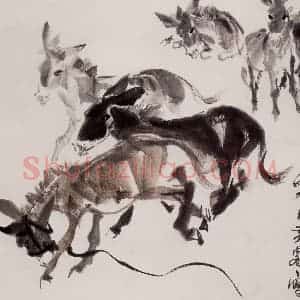 1975年 黄胄《六驴图》国画花鸟作品图片赏析