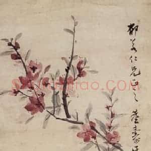30年代 董寿平《春桃》国画花鸟写意作品图片赏析