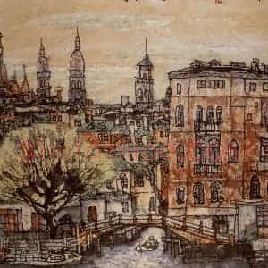 1994年 李宝林《威尼斯一角》国画山水作品图片赏析