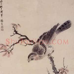 清代 杨晋《鹰雀图轴》国画花鸟作品图片赏析