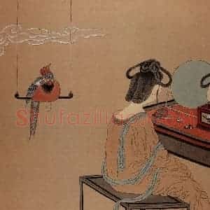 1992年 周京心《李煜·谢新恩》国画综合作品图片赏析