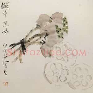 清代 虚谷《杂画册之莲藕》国画花鸟作品图片赏析