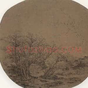 宋代《寒林归鸦图》国画山水作品图片赏析