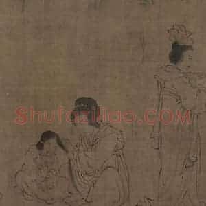 宋代《仿周文矩宫中图》国画人物工笔作品图片赏析