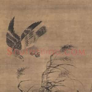 明代 吕纪《残荷鹰鹭图》国画花鸟作品图片赏析