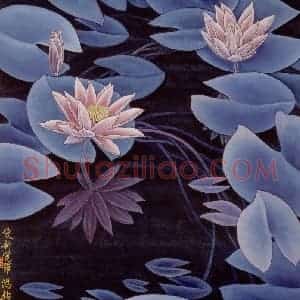 1987年 金鸿钧《莲影》国画花鸟作品图片赏析