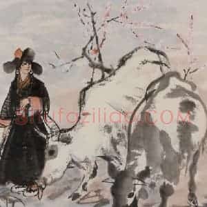 黄胄《饮牛图》国画综合作品图片赏析