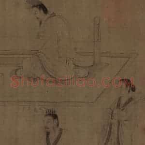 宋代《摹顾恺之斲琴图》国画人物工笔作品图片赏析