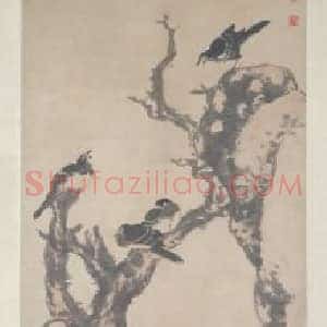 朱耷枯木寒鸦图轴