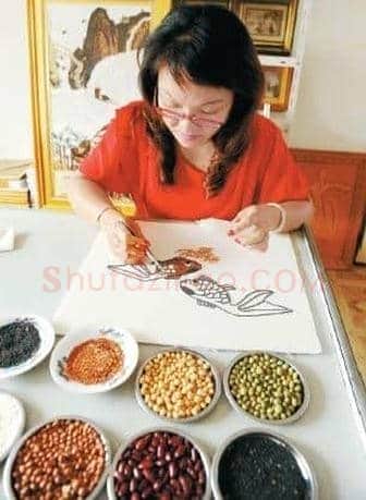 五谷杂粮作画:能看也能吃(图)