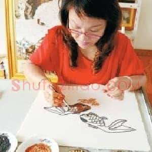 五谷杂粮作画：能看也能吃