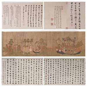 东晋 传世名画 顾恺之(宋摹)洛神赋图 绢本 释文附高清图片赏析