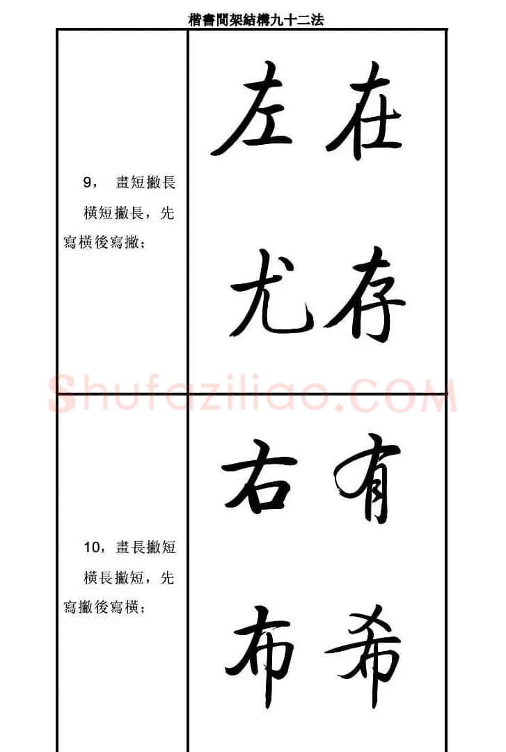 启功字帖楷书间架结构九十二法 | 毛笔楷书字帖