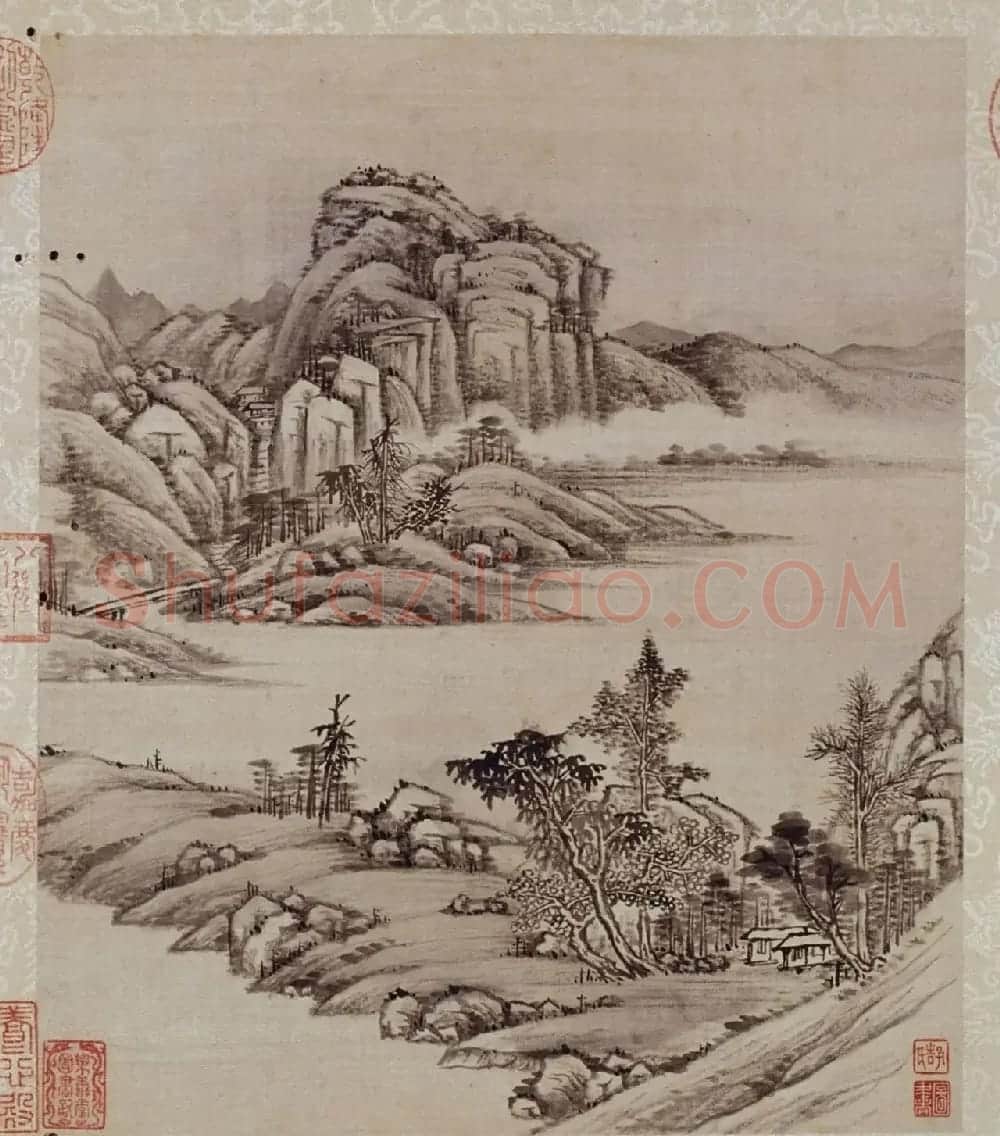 顾成天真、行、草三体书法题允禧山水册 | 传世书法作品精选