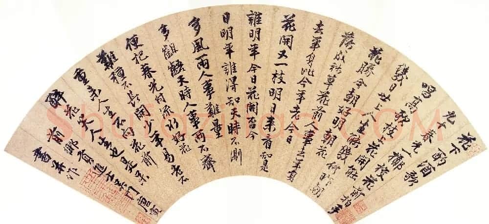 唐寅书法扇面《一年歌》《花下酌酒歌》 | 书法名家作品欣赏