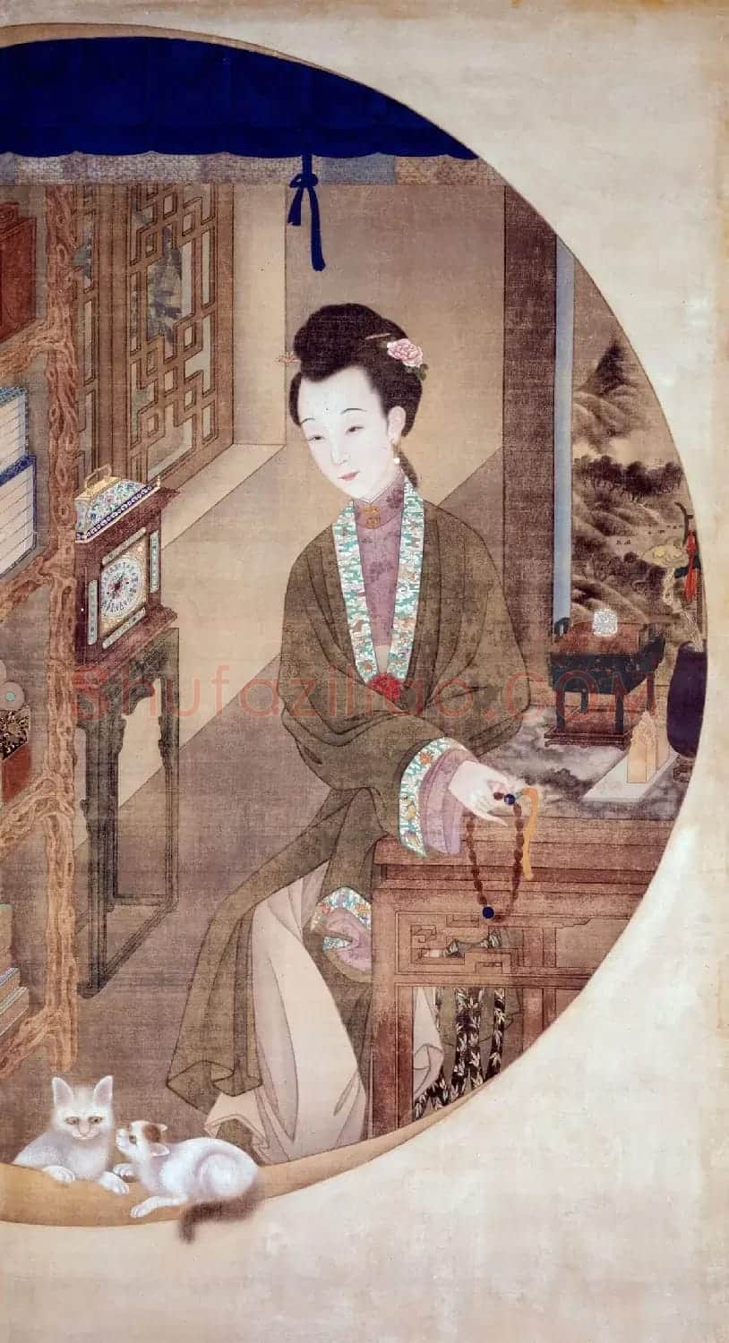 清初宫廷工笔重彩人物画《十二美人图》 | 传世书法作品欣赏