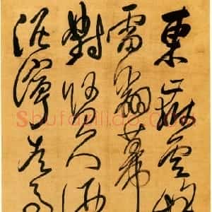 清代 傅山草书《草书杜甫对雨书怀走邀许十一簿公诗》