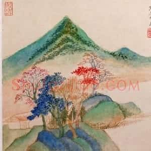 明代董其昌字画欣赏《仿古山水》册