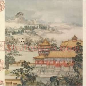 梁诗正书法《山水楼阁图》字画册页