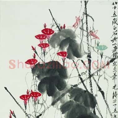 近现代齐白石国画《牵牛花-05.TIF》高清大图资源下载