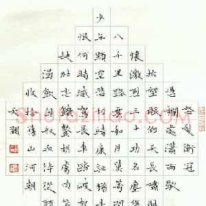 李忠燊 硬笔楷书作品《岳飞词满江红》图片欣赏