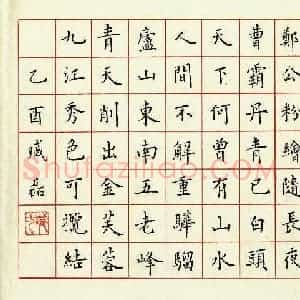 臧磊 硬笔楷书作品《杜甫诗咏怀五首其一》图片欣赏