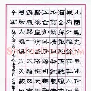 彭国华 硬笔隶书作品《毛泽东沁园春雪》图片欣赏